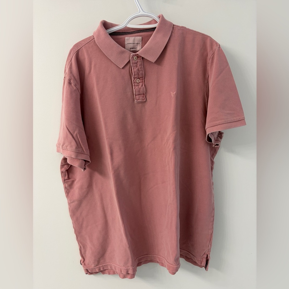 American Eagle Super Soft Pink Polo - XXL